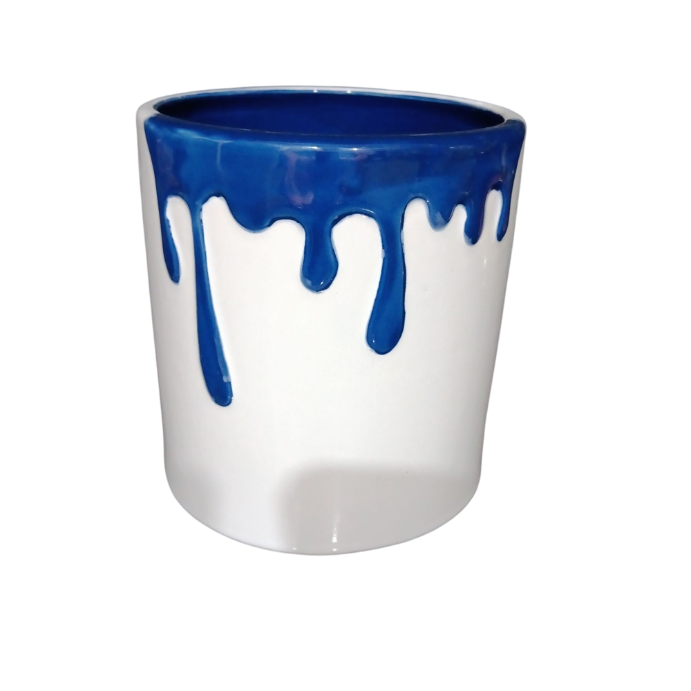 Core Kitchen Dripping Blue Paint Ceramic Utensil Holder